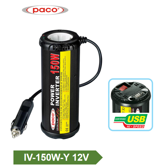 Manufacturer of High Accuracy Voltage Stabilizer 200kw - Portable Car Use Inverter 12V 150W-Y with USB Cigarette Plug  – Ligao